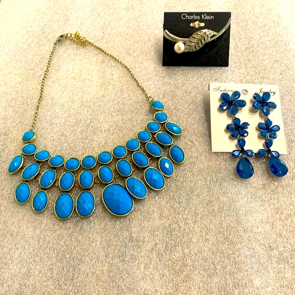 Bundle of 3 - blue statement necklaces